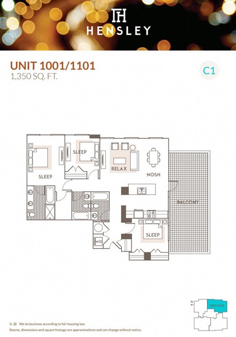3 Bedroom 3 Bathroom floor planat Hensley Chicago, Chicago